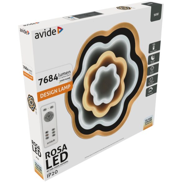 Avide Design Mennyezeti Lámpa Rosa 90W(45+45) RF Távirányítóval