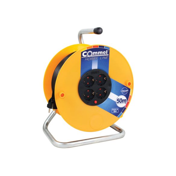 Commel kábel dob - PVC 280 mm, egyfázisú,  16 A 230 V ~ 3500 W IP20,  3x1,5, 50M