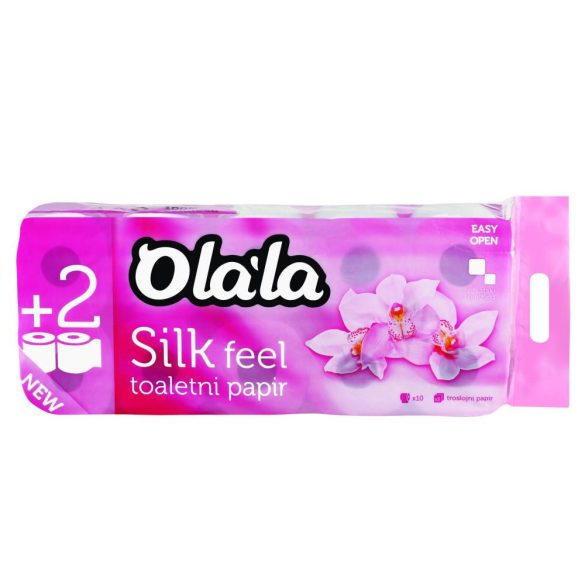 Olala Silk Feel toalettpapír 3 rétegű  fehér 155 lap 10 tekercses, 6csg/zsák