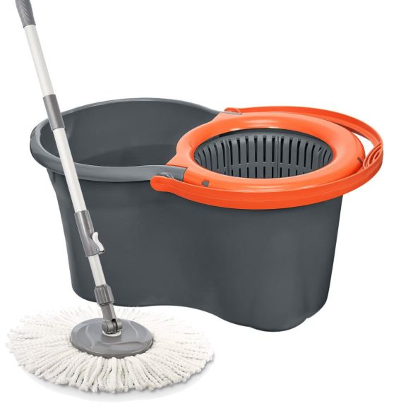 Spin Mop Eco forgófejes felmosó szett 14 literes antracit (vödör, mop, csavaró, nyél)