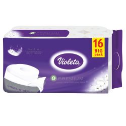   VIOLETA prémium toalettpapír, 3 rétegű, fehér, 16 tekercs